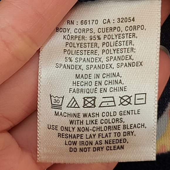 Deletta Top Women XS Petite Navy Bird Novelty Print Knit Dolman Sleeve Tie Waist - Picture 12 of 12